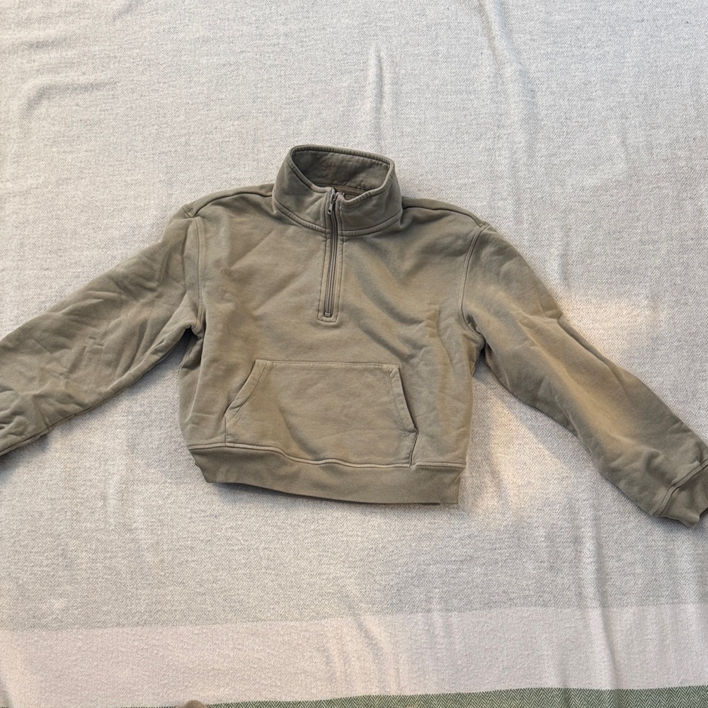 SKIMS Olive Green Half-Zip Sweatshirt